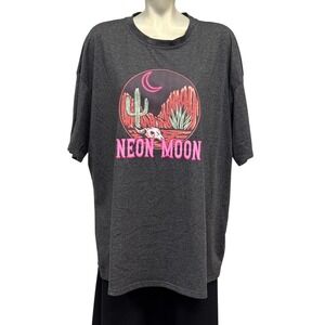 Womens‎ 2XL Gray Oversized Short Sleeve Cowboy Desert Neon Moon Graphic T Shirt